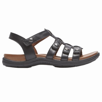 Rockport Cobb Hill Rubey T-Strap Sandalen Damen Schwarz XMZ-975460